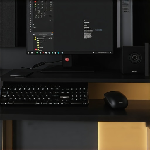 High-Tech Ergonomic Workspace with Smart Lighting A contemporary home office featuring circadian lighting and a multi-port USB-C dock