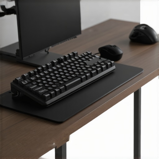 Ergonomic accessories on a modern workspace desk