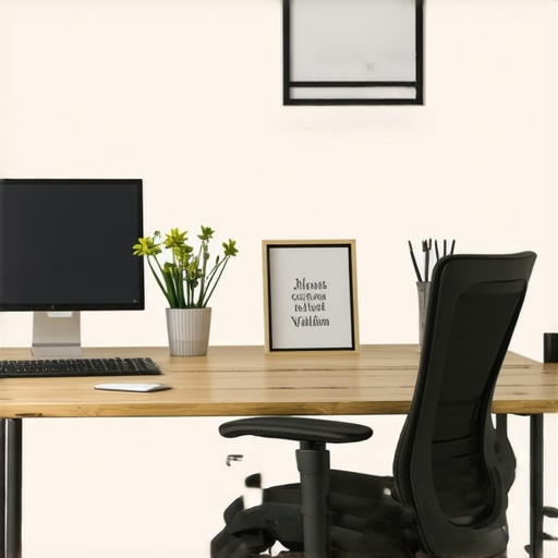 Modern ergonomic desk with lighting and personal touches