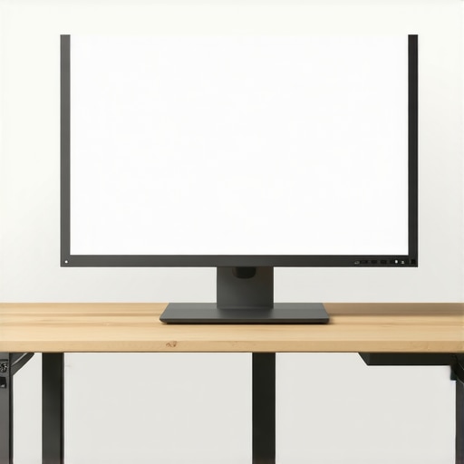 A modern adjustable monitor with ergonomic features in a well-lit office