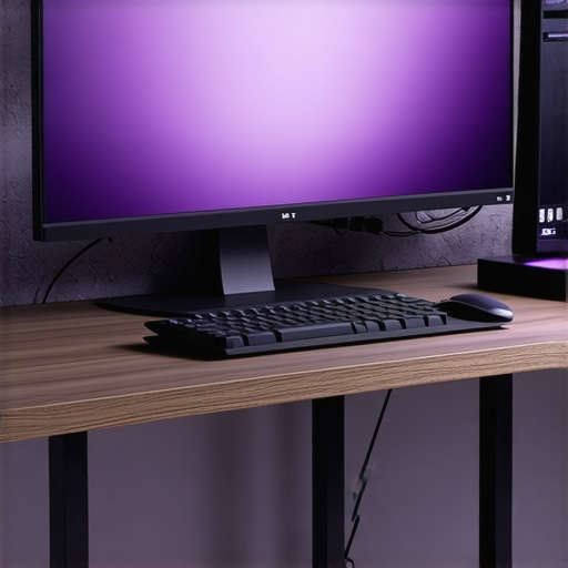 A tidy, modern office desk with top-tier accessories and lighting designed for productivity