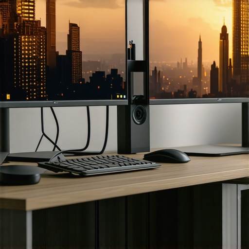 A clean and organized desk setup with dual 540Hz monitors, USB-C dock, and cable management accessories.