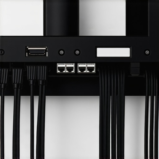 A tidy workspace showing organized cables and dust-free monitor vents