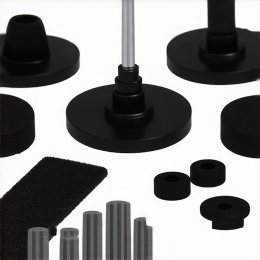 A collection of tools and accessories for stabilizing a wobbling standing desk, including shims, rubber feet, and cable organizers.