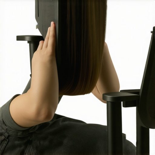 Person setting up ergonomic armrests at a workspace.