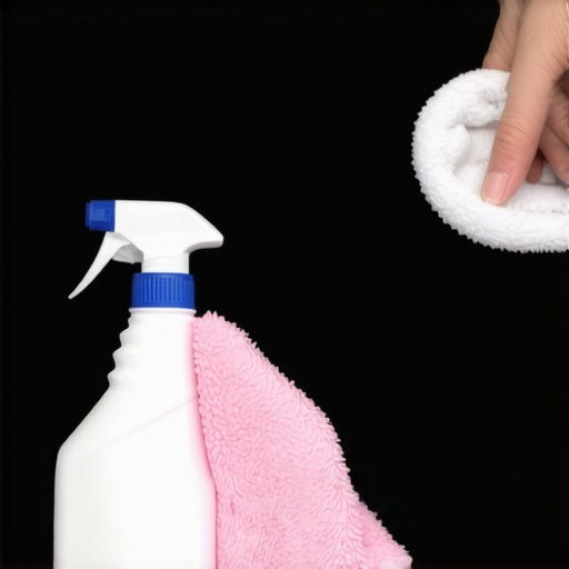Person gently cleaning a monitor screen with a microfiber cloth in an office.