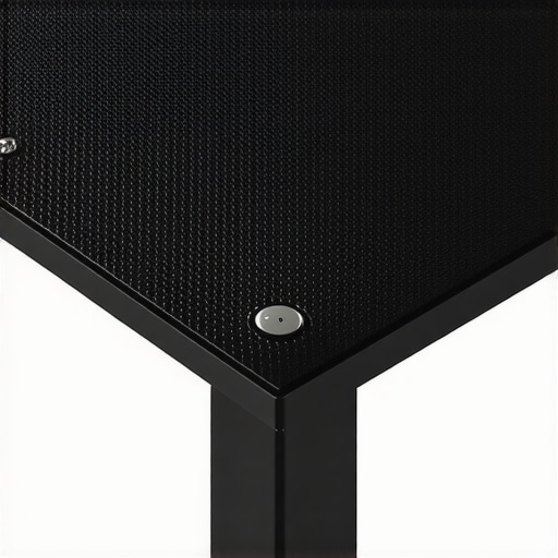 Close-up of a textured rubber-backed desk mat gripping a glass surface tightly.