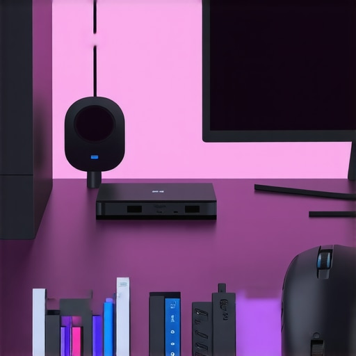 Optimized Desk Setup for Mouse Responsiveness A sleek desk with a high-quality USB-C dock, mouse, and monitor arranged to reduce lag and improve responsiveness.