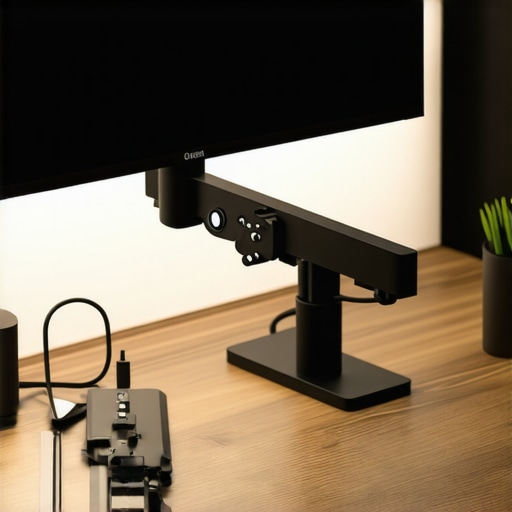 Organized Modern Office Setup An ergonomic and tidy office workspace with advanced accessories and efficient cable management.