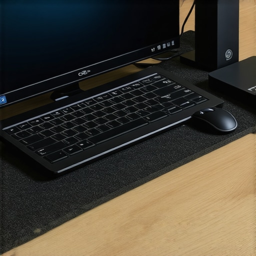 Close-up image of a USB-C dock supported by foam padding and organized cables on a modern desk.