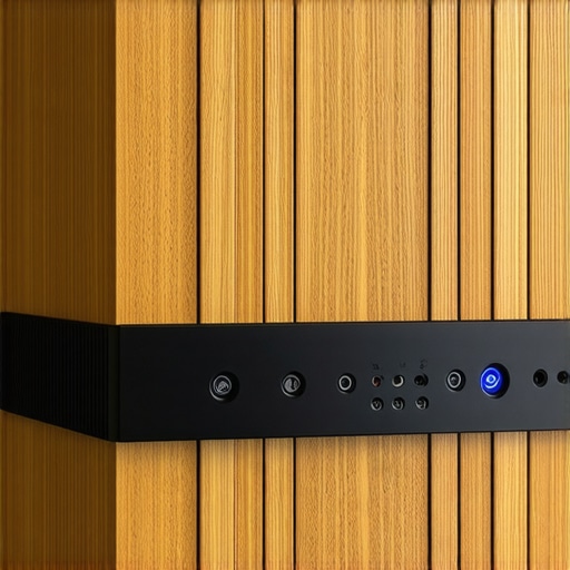 A sleek wooden enclosure for a router with ventilation slats and concealed cables on a modern desk.
