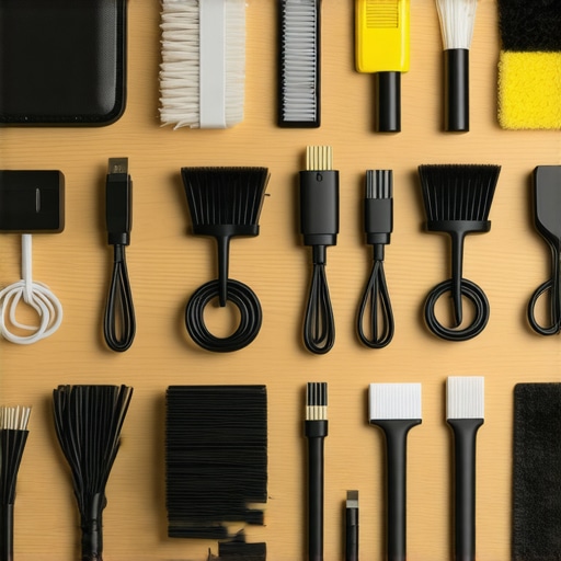 Maintenance Tools for Your Desk Setup Arrangement of cleaning tools and organized office accessories on a modern desk