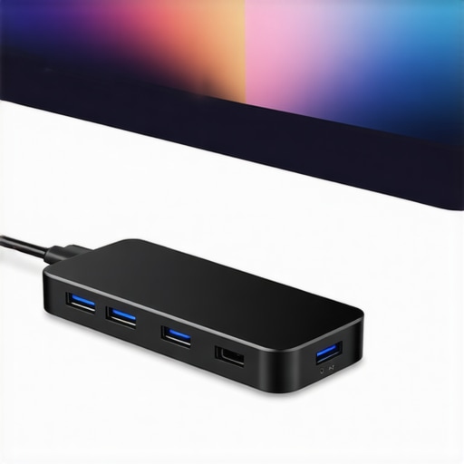 A laptop connected to a versatile, multi-port USB-C dock featuring various cables and devices