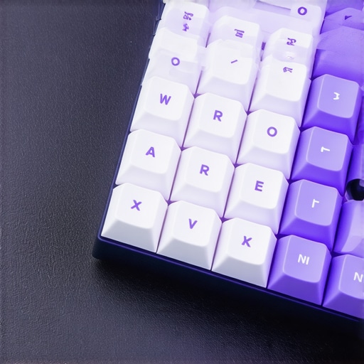 Close-up view of a mechanical keyboard with rubber anti-slip pads on the feet resting on a textured desk