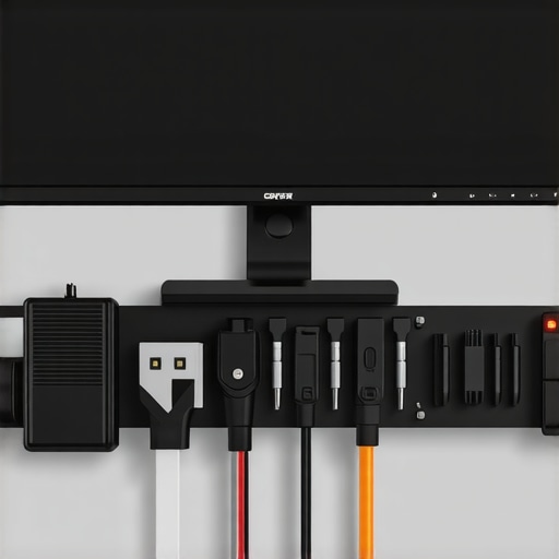 A clean and organized workspace showing cable management and maintenance tools