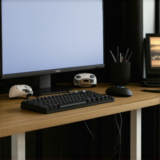 Organized Modern Desk Clean and organized home office desk with cable management and dual monitors