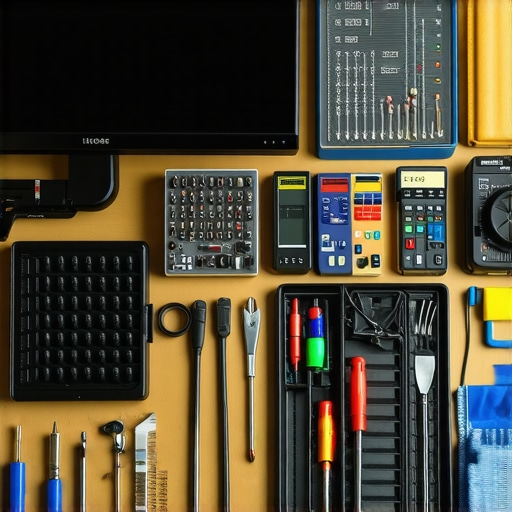 Tools for Desk Maintenance and Longevity A clean desk with maintenance tools organized for monitor calibration, cable management, and hardware upkeep.