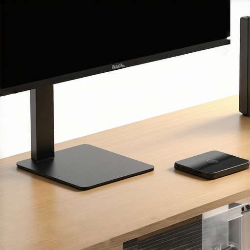 Organized office setup with maintenance essentials A clean and organized office desk with tools for maintenance and cable management