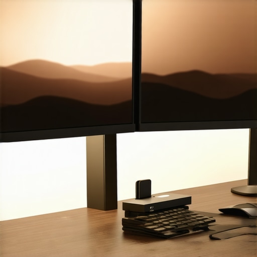 A high-end desk setup showing bias lighting and a USB-C dock for professional productivity.