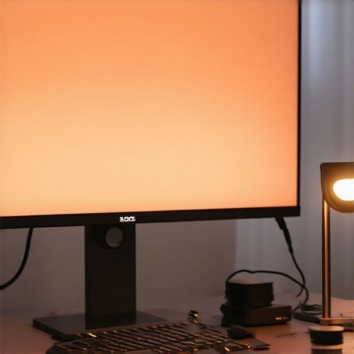 An optimized desk setup featuring a monitor with bias lighting and a professional USB-C docking station to reduce clutter and eye strain.