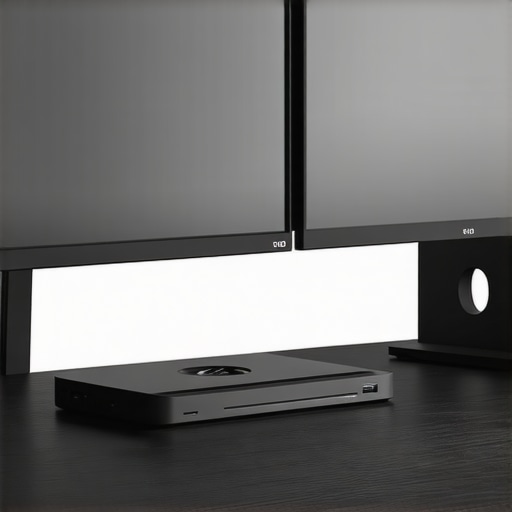 High-end workspace showing dual monitors connected via a USB-C dock with cable management