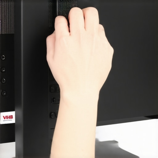 Applying VHB Tape to Monitor Close-up of heat-resistant tape being applied to the back of a computer monitor for RGB lighting.