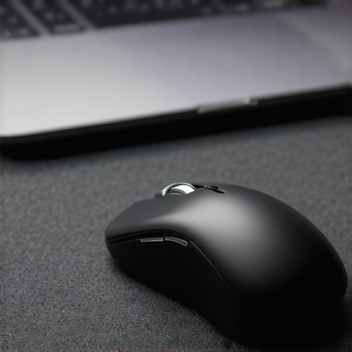 Calibrating a mouse on a felt desk pad A close-up of an optical mouse on a felt surface during software calibration.