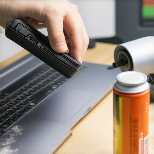 Cleaning a USB-C Port for Better Connectivity Close-up of a person cleaning dust out of a laptop USB-C port using a specialized tool.