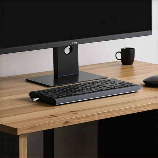 A neat desk setup utilizing a USB-C dock to organize cables and maximize workspace surface