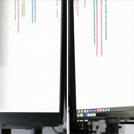 Visual comparison showing text ghosting on the left and sharp scrolling text on the right of a vertical monitor.