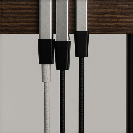 DIY Cable Management with Binder Clips Binder clips used for cable management on a wooden desk edge.