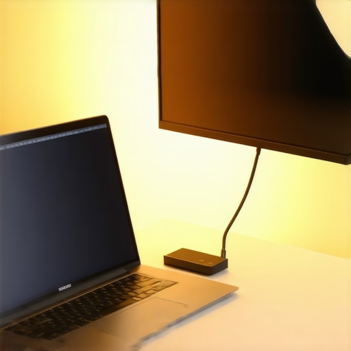 Efficient Small Space Desk Organization Minimalist bedroom desk setup with VESA mounted monitor and USB-C dock for space efficiency.