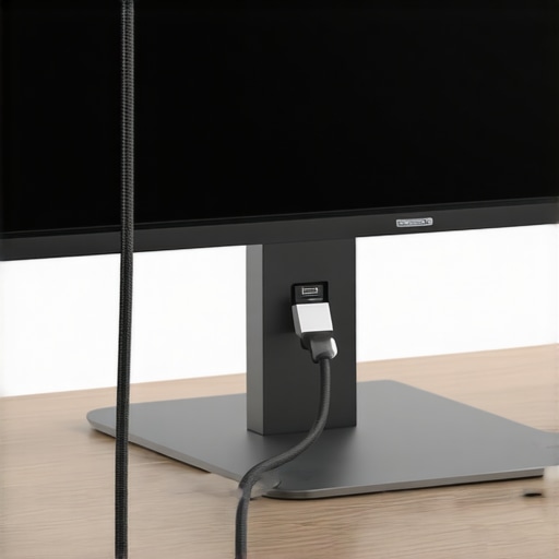 Ensuring Secure Monitor Cable Connections Close-up of DisplayPort and USB-C cables connected to the back of a monitor