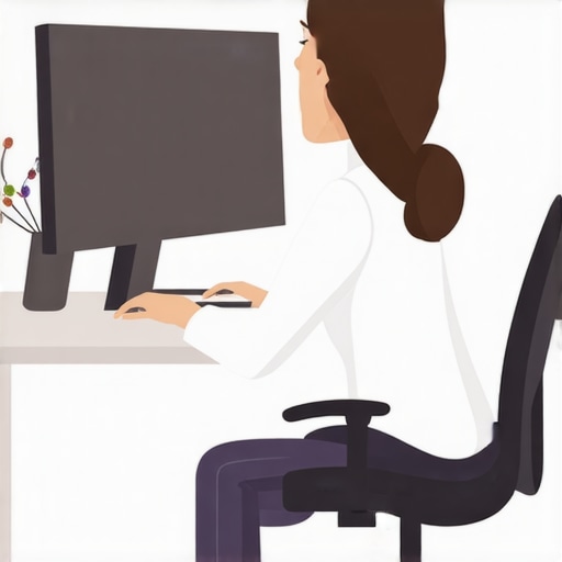 Ideal Desk Ergonomics Layout Professional ergonomic desk setup showing proper monitor height and lighting.