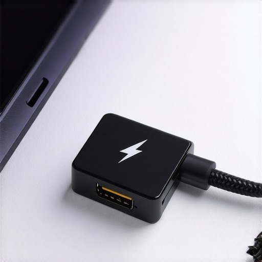 Close up of a Thunderbolt 4 connector with logo