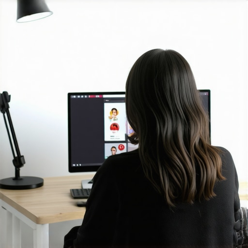Indirect Desk Lighting Technique A home office desk showing a lamp bouncing light off a wall for better video call quality.