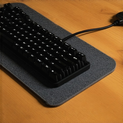 Invisible Keyboard Cable Routing Technique A mechanical keyboard cable hidden under a felt desk mat for a minimalist look.