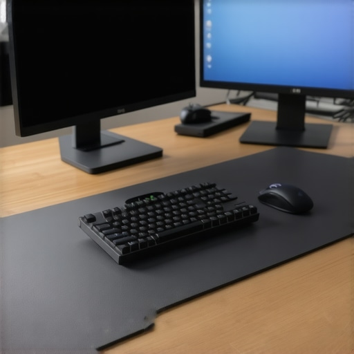 Large Desk Mat for Enhanced Workflow An oversized desk mat organizing a keyboard and mouse on a modern workspace.