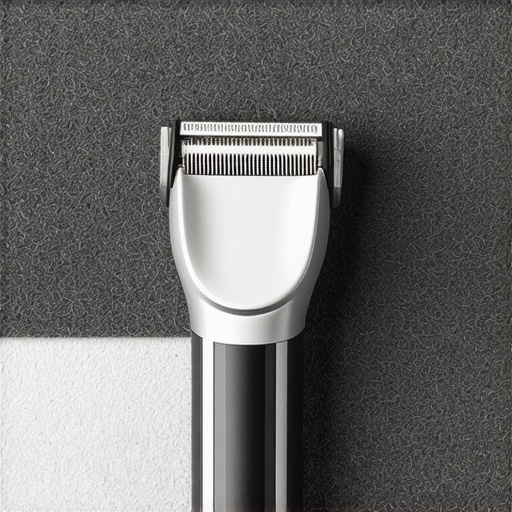 A professional fabric shaver being used to clean a grey felt desk mat to prevent pilling.