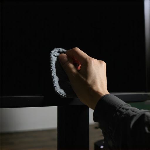 Cleaning a professional computer monitor with a microfiber cloth
