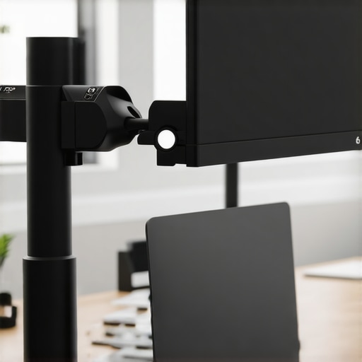 Maintaining a Professional Monitor Arm A close-up of a person tightening a monitor arm with a hex key for better ergonomic support.