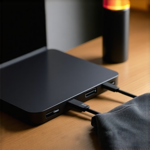 Maintaining a high-performance USB-C dock and desk setup A high-end USB-C dock with organized cables on a desk highlighting workspace maintenance.