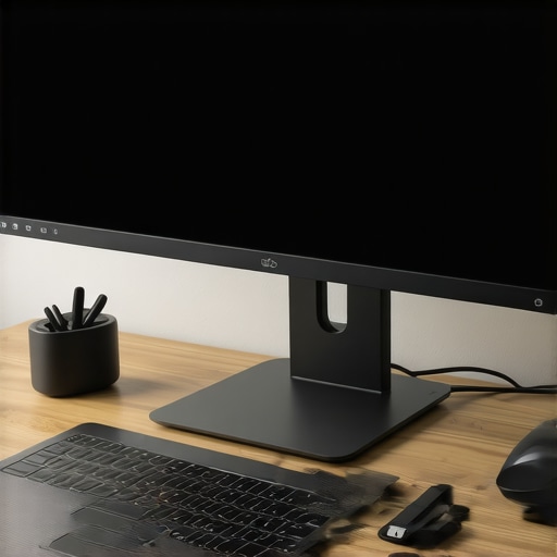 Maintenance and scaling of a modern professional desk setup A well-maintained and organized modern desk setup with a vertical laptop mount and USB-C dock