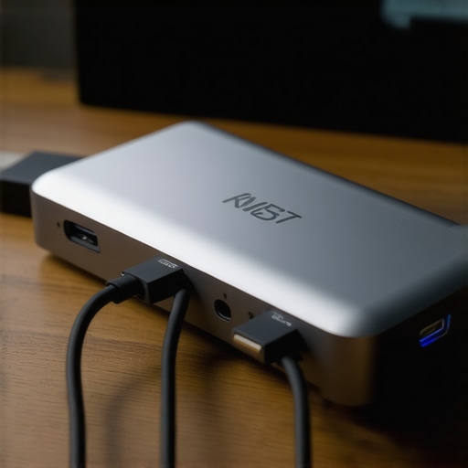 Managing Cable Bandwidth on a USB-C Dock A high-end Thunderbolt dock with various office accessories plugged in on a clean desk.