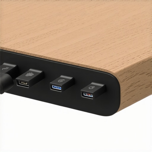 Modern Desk Cable Management Anchor Minimalist magnetic cable clips holding wires on a desk edge to prevent them from falling.