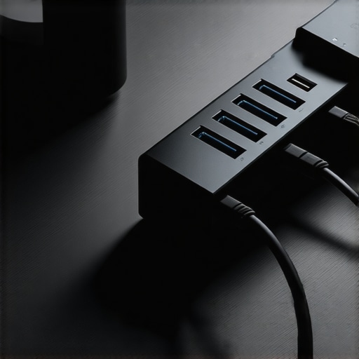 Modern Desk Maintenance and Cable Management Close up of labeled power bricks and organized USB-C cables on a professional desk setup
