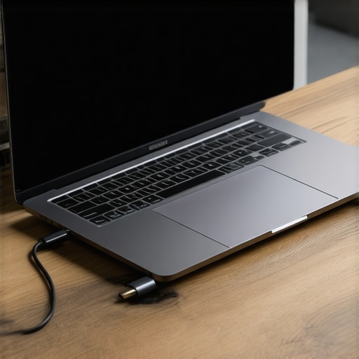 Modern Under-Desk Docking Station Setup A professional under-desk USB-C docking station with clean cable management
