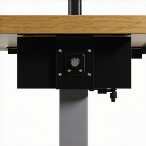 Reinforcement plate for a monitor arm being installed on a wooden desk to reduce wobble