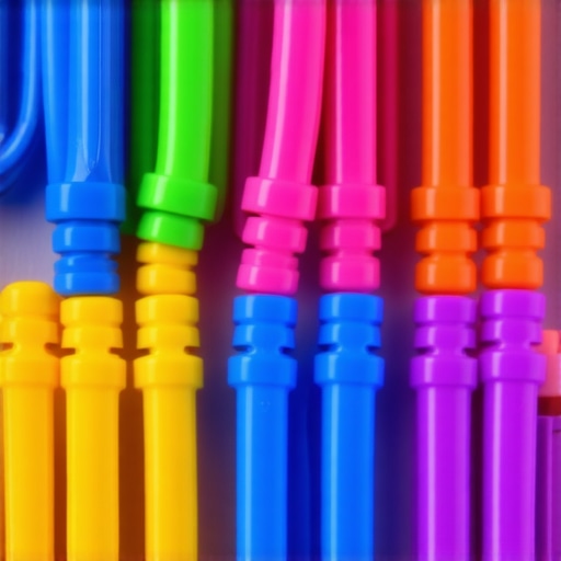 A collection of cables organized with color-coded plastic clips and reusable wraps for a clean desk setup.