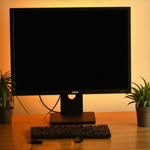 A monitor light bar illuminating a desk surface without creating screen glare.